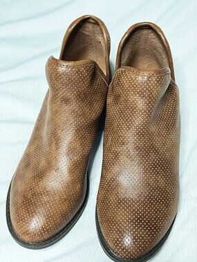 Serra Women’s Size 7 Brown Cognac Perforated Ankle Booties Low Heel